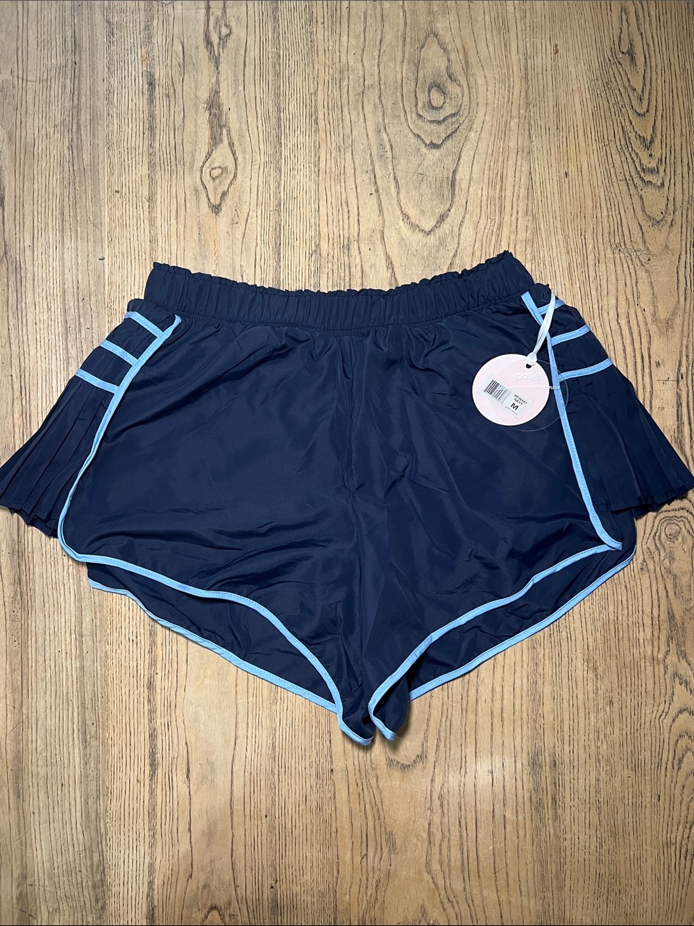 Women’s Navy Athletic Shorts with Light Blue Piping